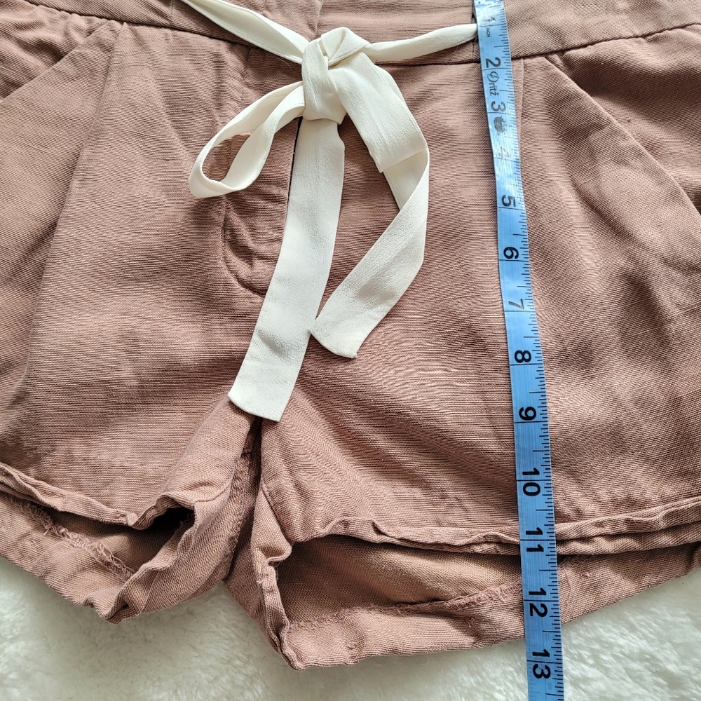 Aritzia Wilfred Allegra Lyocell Linen Blend Shorts in Nutmeg Sz 2 - Picture 11 of 12